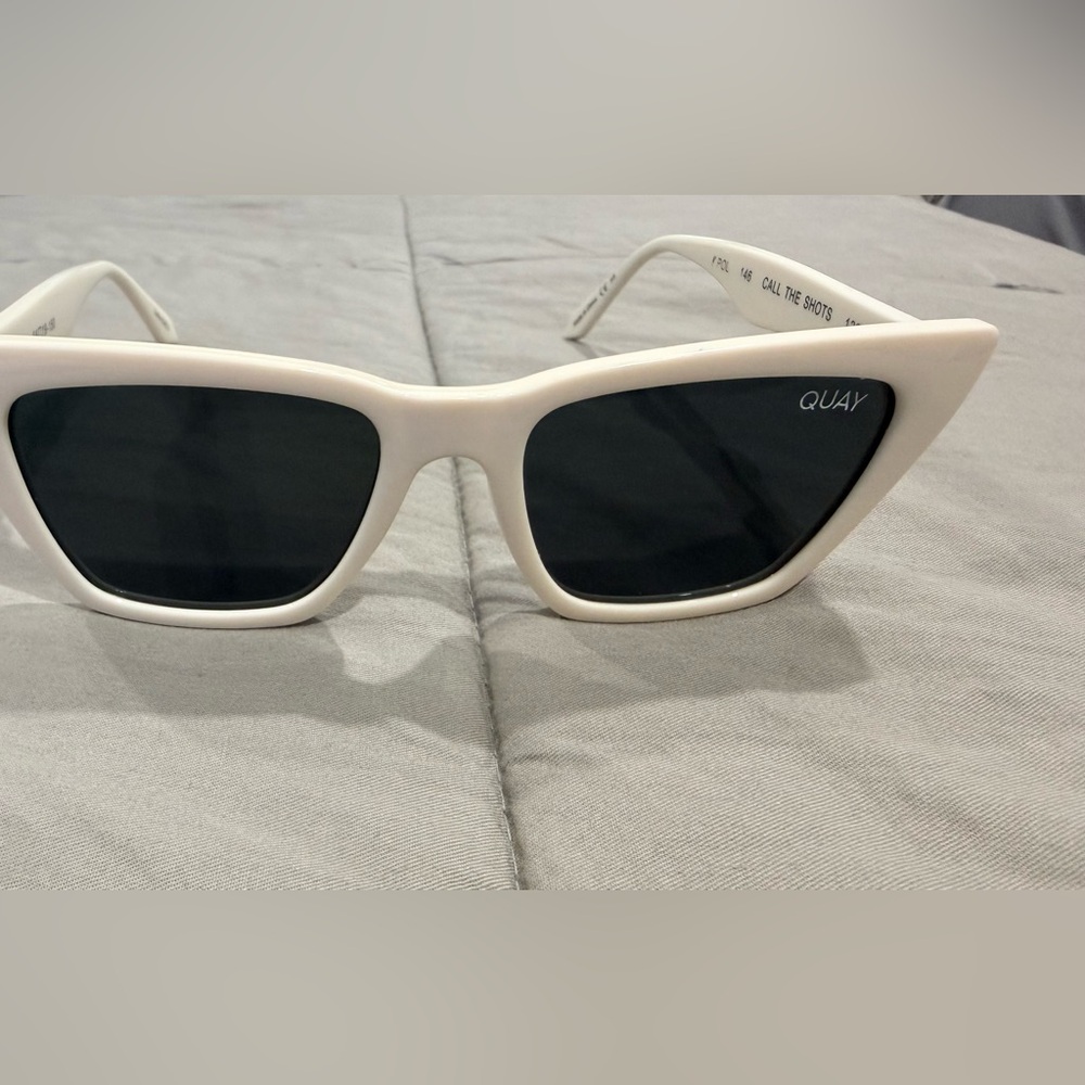Quay Australia White Cat-Eye Sunglasses with Black Lenses